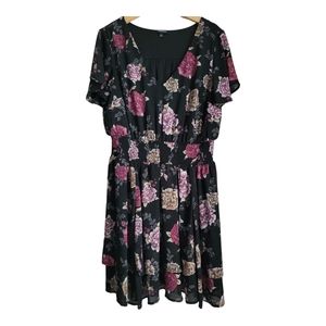Torrid Black Floral Mini Chiffon Dress Size 1X